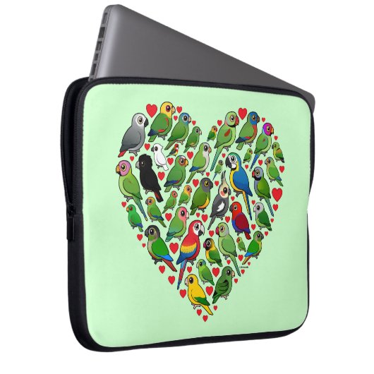 Papageien-Herz Laptopschutzhülle (Vorne Rechts)