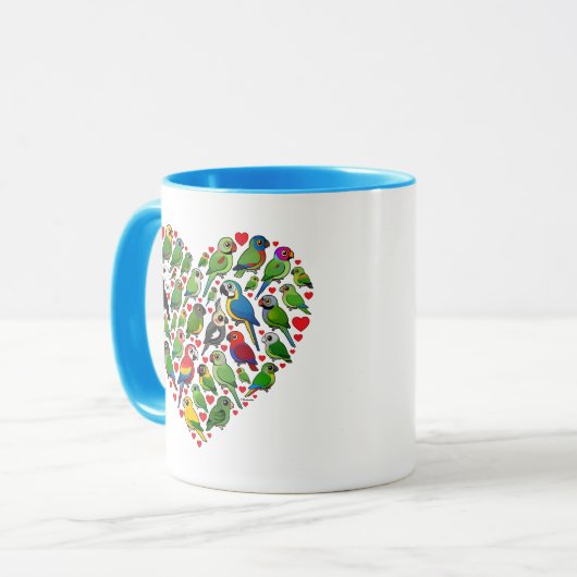 Papageien-Herz Tasse (Vorderseite Links)