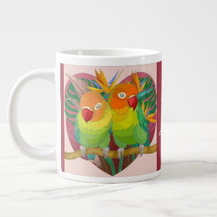 Papageien im Herzen; Personalisierung von Namen/Ju Jumbo-Tasse