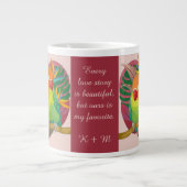 Papageien im Herzen; unsere Liebe ist mein Lieblin Jumbo-Tasse (Vorderseite)
