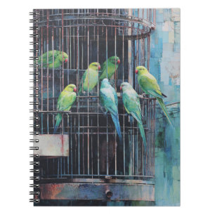 Papageien im Käfig-Notebook Notizblock