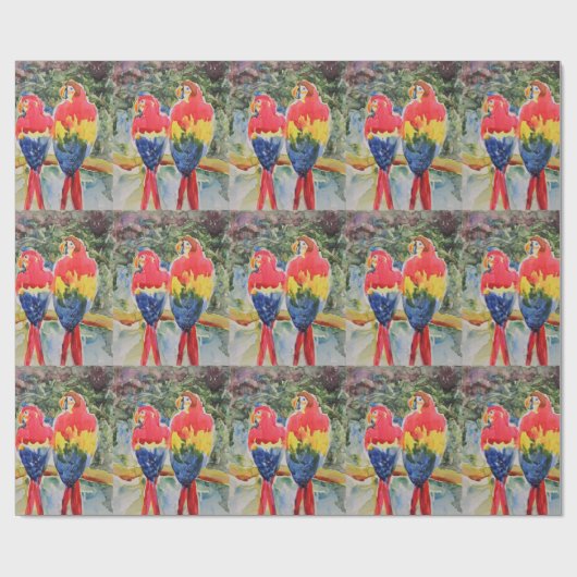 Papageien im Regen-Wald Geschenkpapier (Flach)