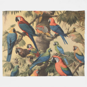 Papageien-Kanopy Vintage-Botanik Luxus Fleecedecke