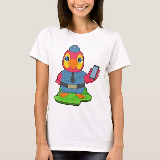 Papageien-Kop-Smartphone-Polizei T-Shirt (Vorderseite)