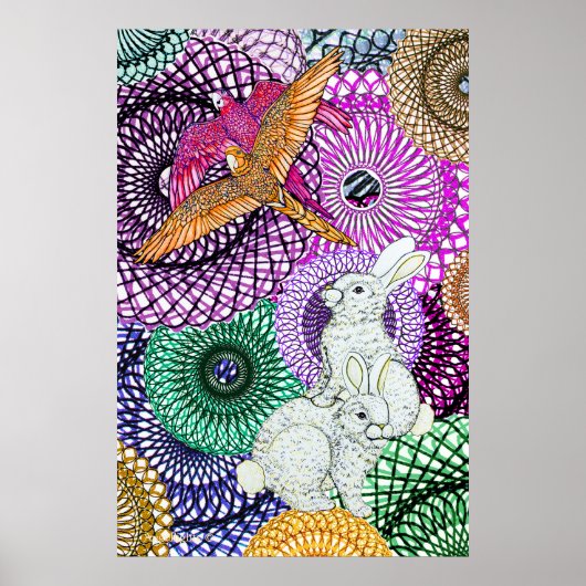 Papageien lieben Kaninchen Poster (Vorne)