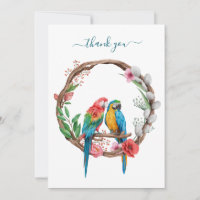 Papageien Macaw Birds farbenfrohe Blüte Danke Kart