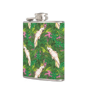 Papageien-Muster mit Palmblättern Flachmann (Links)