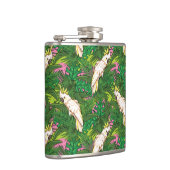 Papageien-Muster mit Palmblättern Flachmann (Rechts)