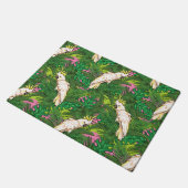 Papageien-Muster mit Palmblättern Fußmatte (Schrägansicht)