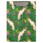 Papageien-Muster mit Palmblättern Klemmbrett (Vorderseite)