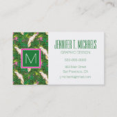 Papageien-Muster mit Palmblättern Visitenkarte (Vorderseite)