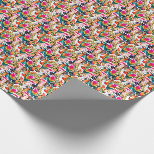 Papageien & Palm-Blätter Geschenkpapier (Ecke)