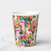 Papageien & Palm-Blätter Pappbecher (Rückseite)