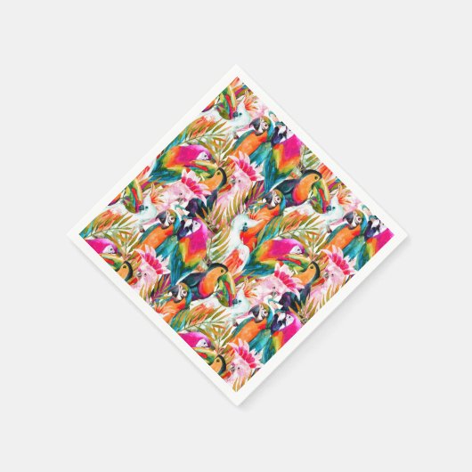 Papageien & Palm-Blätter Serviette (Ecke)