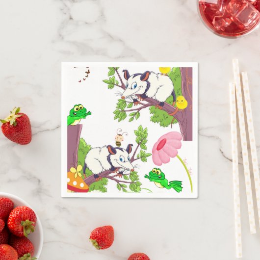 Papageien, Possum Chicks Frosch Serviette (Beispiel)