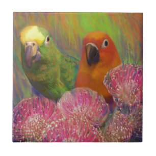 Papageien Sun Conures Fliese