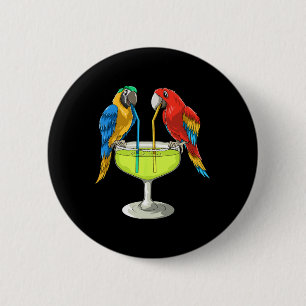 Papageien trinken Margarita Hawaiian Vacation Stra Button