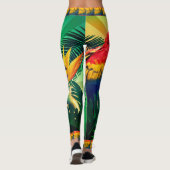 Papageien-tropischer Insel-Palmen-Dschungel Leggings (Rückseite)