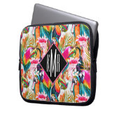 Papageien u. Monogramm der Palmblatt-| Laptopschutzhülle (Vorderseite Links)