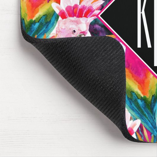 Papageien u. Monogramm der Palmblatt-| Mousepad (Ecke)