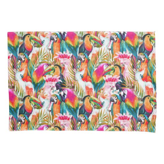 Papageien u. Palmblätter Kissenbezug (Vorderseite-Links)