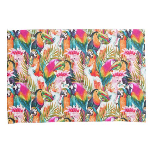 Papageien u. Palmblätter Kissenbezug (Vorderseite-Rechts)