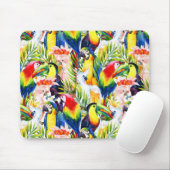 Papageien und Blätter aus Palm Mousepad (Mit Mouse)