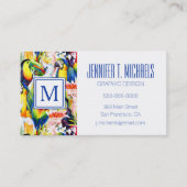 Papageien und Blätter aus Palm Visitenkarte (Vorderseite)