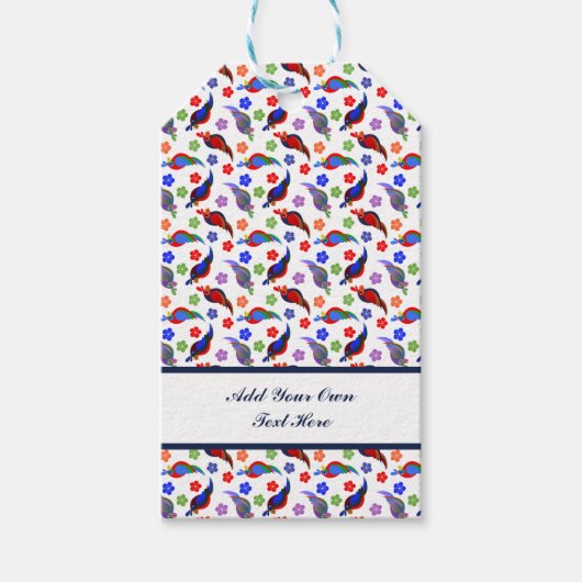 Papageien und Blume Geschenkanhänger (Vorderseite)