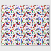 Papageien und Blume Geschenkpapier (Flach)