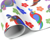 Papageien und Blume Geschenkpapier (Rolleneckpunkt)