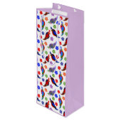 Papageien und Blume Geschenktüte Für Weinflaschen (Rückseite Schrägansicht)