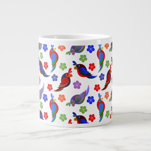 Papageien und Blume Jumbo-Tasse (Vorderseite)