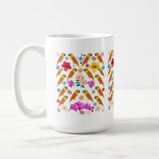 Papageien und Blume Kaffeetasse (Links)