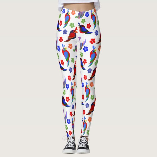 Papageien und Blume Leggings (Vorderseite)