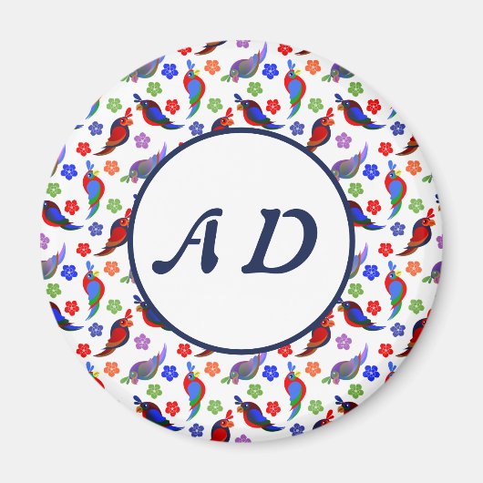 Papageien und Blume Magnet (Vorne)