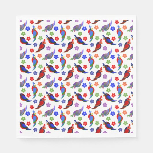 Papageien und Blume Serviette (Vorderseite)