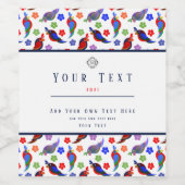 Papageien und Blume Weinetikett (Einzelnes Label)