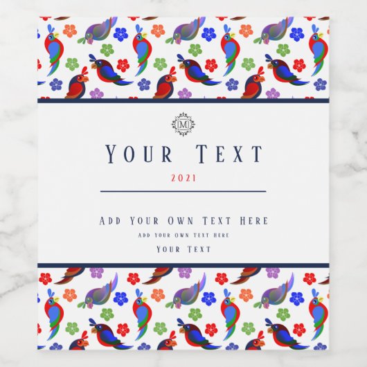 Papageien und Blume Weinetikett (Einzelnes Label)