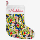 Papageien und Palmblätter | addieren Ihren Namen Kleiner Weihnachtsstrumpf (Vorderseite)