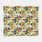 Papageien und Palmblätter Fleecedecke (Vorderseite (Horizontal))