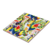 Papageien und Palmblätter Fliese (Seite)