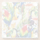 Papageien und Palmblätter Glasuntersetzer (Rückseite)