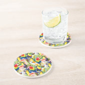 Papageien und Palmblätter Sandstein Untersetzer (Seite)