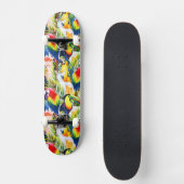 Papageien und Palmblätter Skateboard (Vorderseite)