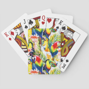 Papageien und Palmblätter Spielkarten