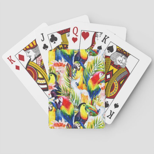 Papageien und Palmblätter Spielkarten (Rückseite)
