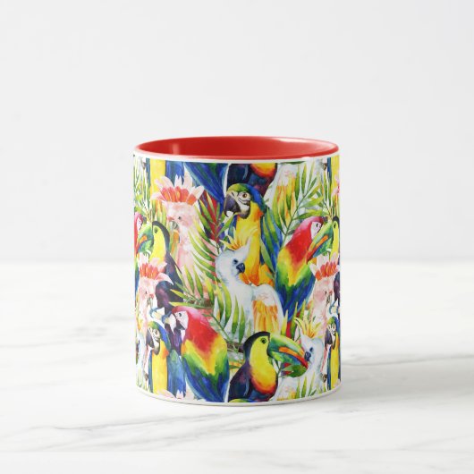 Papageien und Palmblätter Tasse (Zentrum)