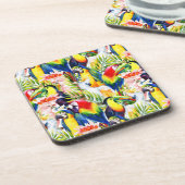 Papageien und Palmblätter Untersetzer (Linke Seite)