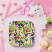 Papageien und Palmen-Blätter Pappteller (Party)